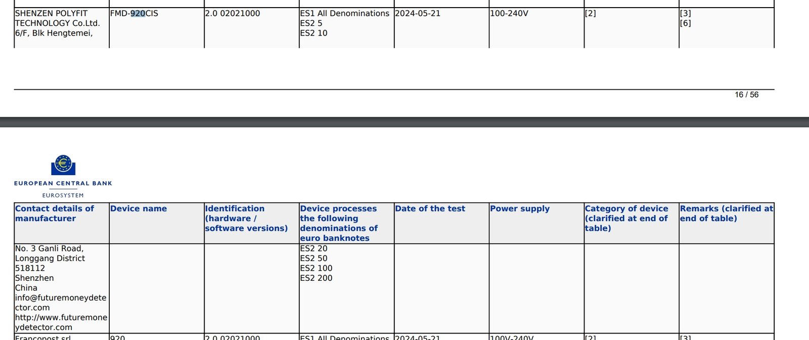 ECB test for mix value counter