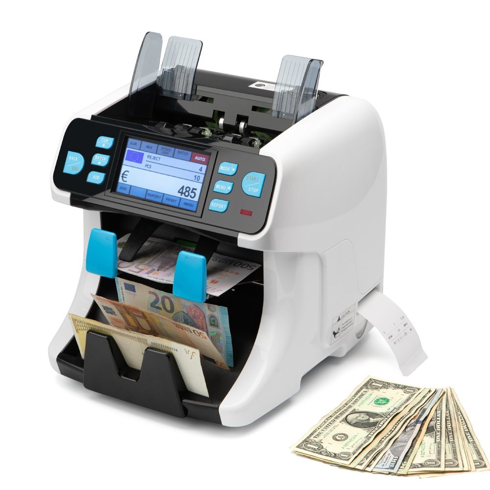 Mixed Denomination Bill Counter and Sorter with Integrated Printer for Accurate Money Value Assessment